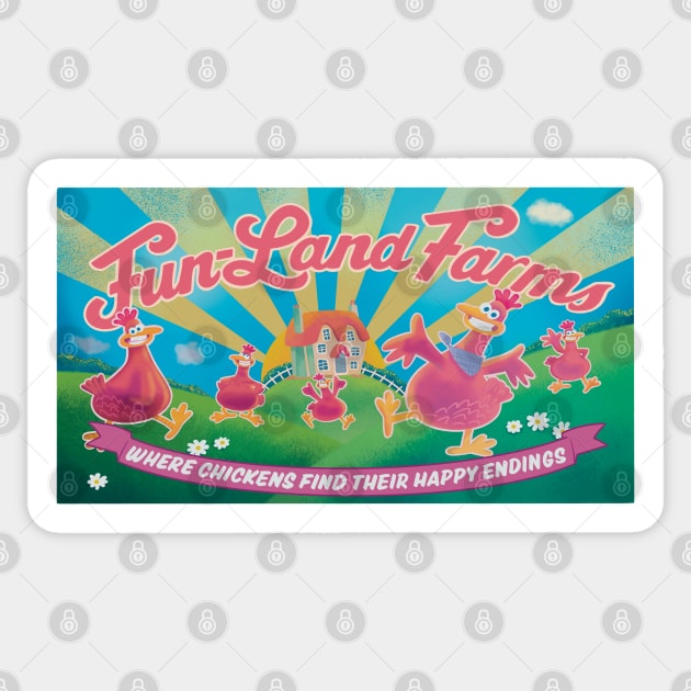 Fun-Land Farms (Chicken Run) Sticker by daniasdesigns